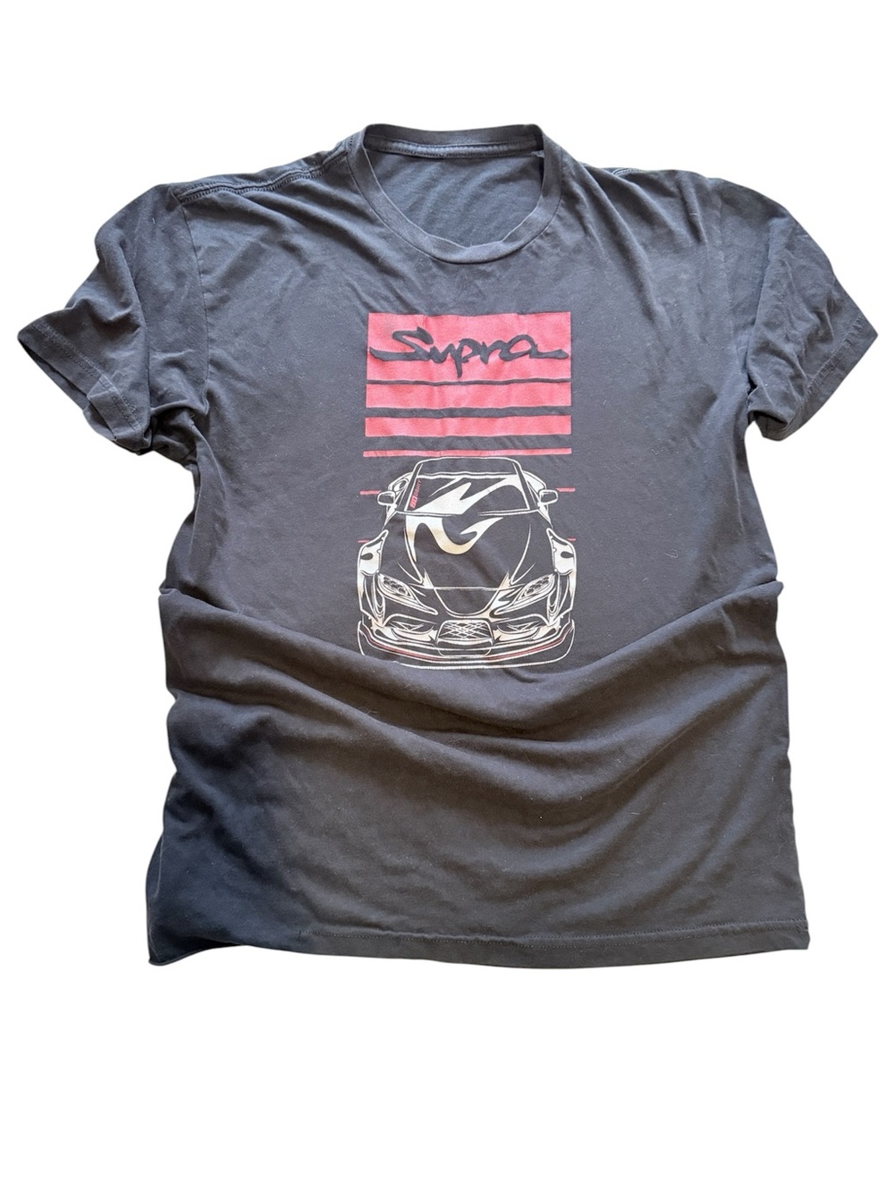Supra Black Short Sleeve Tee with Red Graphic Car Print